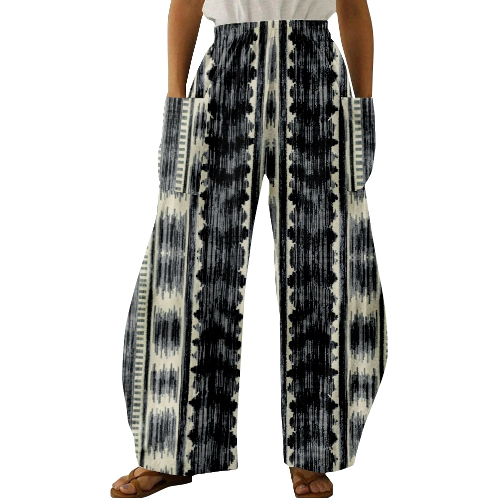 Women's Ethnic Stripes Pattern Print Casual Wide Leg Pants Vintage Color Floral Summer Trousers Funny Soft Loose Pockets Pants
Women's Ethnic Stripes Pattern Print Casual Wide Leg Pants Vintage Color Floral Summer Trousers Funny Soft Loose Pockets Pants