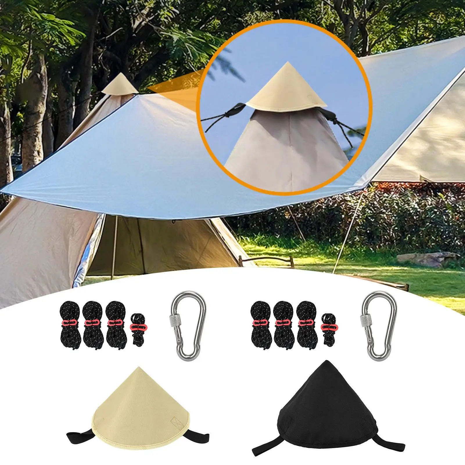 Waterproof Tent Tarp Connection Adapter Caps With Tent Rope Climbing Buckle Yurt Canopy Single Pole Tent Pointed Hat For Camping
Waterproof Tent Tarp Connection Adapter Caps With Tent Rope Climbing Buckle Yurt Canopy Single Pole Tent Pointed Hat For Camping