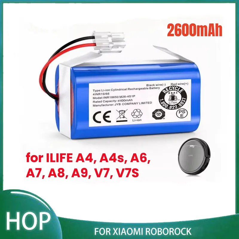 Original 14.8V 2600mAh Robot Vacuum Replacement For ILIFE A4,A4s,A6,A7,A8,A9,V7,V7S Robot INR18650 M26-4S1P Batteries
Original 14.8V 2600mAh Robot Vacuum Replacement For ILIFE A4,A4s,A6,A7,A8,A9,V7,V7S Robot INR18650 M26-4S1P Batteries