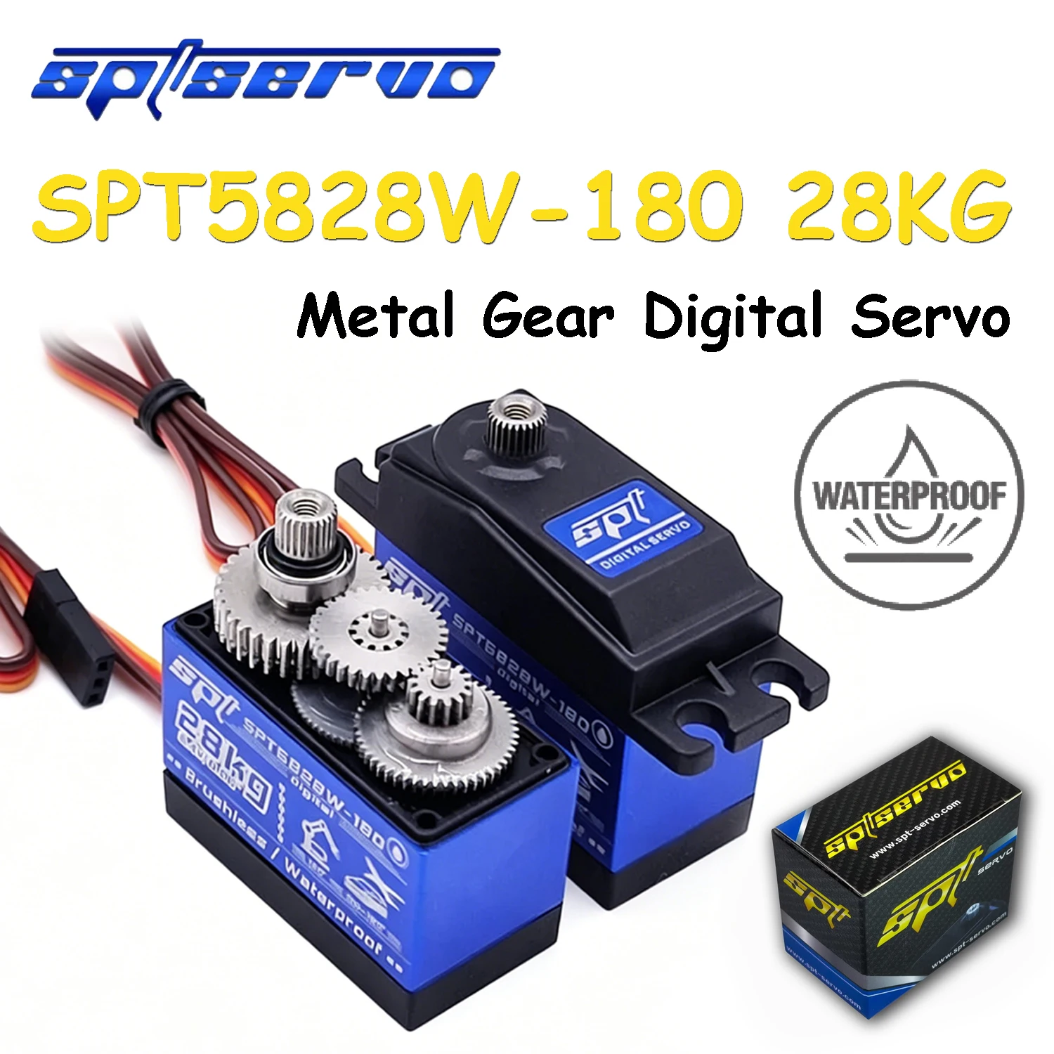 SPT SPT5828W-180 28kg Brushless High-speed Waterproof Metal Gear Digital Servo 8.4v 0.06s for RC Car Fix-Wing Jet Robot Arm DIY
SPT SPT5828W-180 28kg Brushless High-speed Waterproof Metal Gear Digital Servo 8.4v 0.06s for RC Car Fix-Wing Jet Robot Arm DIY