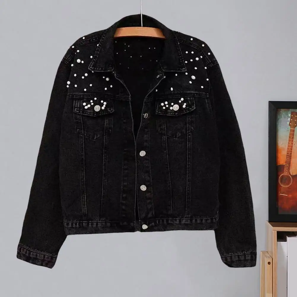 Women Short Type Coat Stylish Winter Women's Denim Coat with Bead Decor Chest Pockets Plus Size Long Sleeves for Casual
Women Short Type Coat Stylish Winter Women's Denim Coat with Bead Decor Chest Pockets Plus Size Long Sleeves for Casual