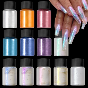 12Colors Aurora Nail Powder Pearl Nail Glitter Neon Pigment Dust Effect Chrome Decoration Nail Charms Nail Art Decoration