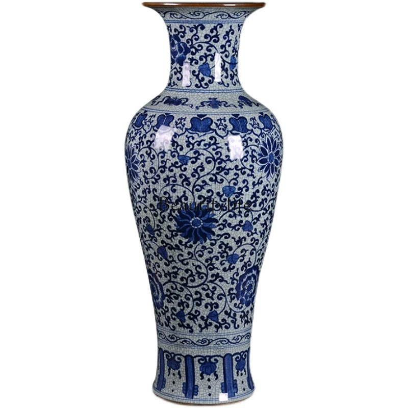 Ceramic large vase ornament Antique blue and white porcelain Chinese living room floor-to-ceiling desktop
Ceramic large vase ornament Antique blue and white porcelain Chinese living room floor-to-ceiling desktop