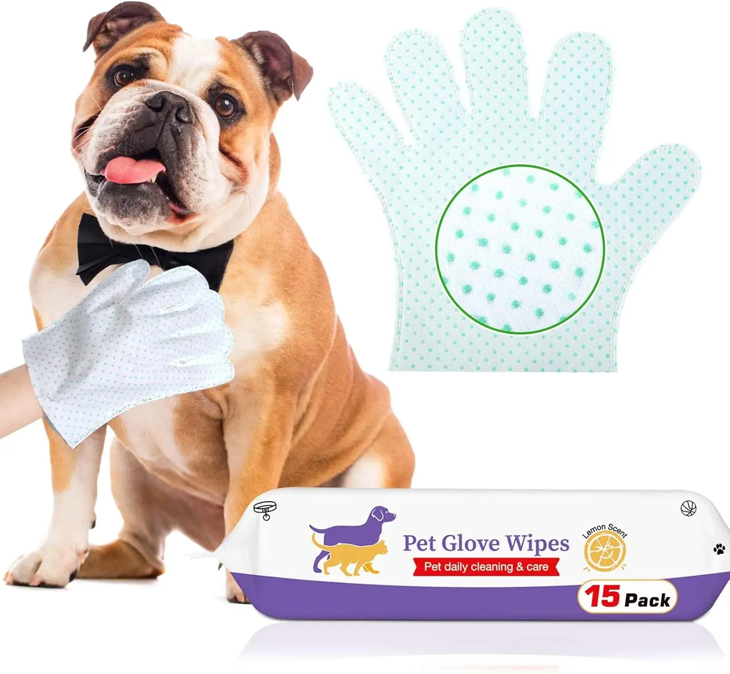 15-Pack Pet Cleaning Gloves, Extra Thick, No-Rinse Shampoo for Dogs & Cats, Deodorizing Wipes for Paw, Face, Fur
15-Pack Pet Cleaning Gloves, Extra Thick, No-Rinse Shampoo for Dogs & Cats, Deodorizing Wipes for Paw, Face, Fur