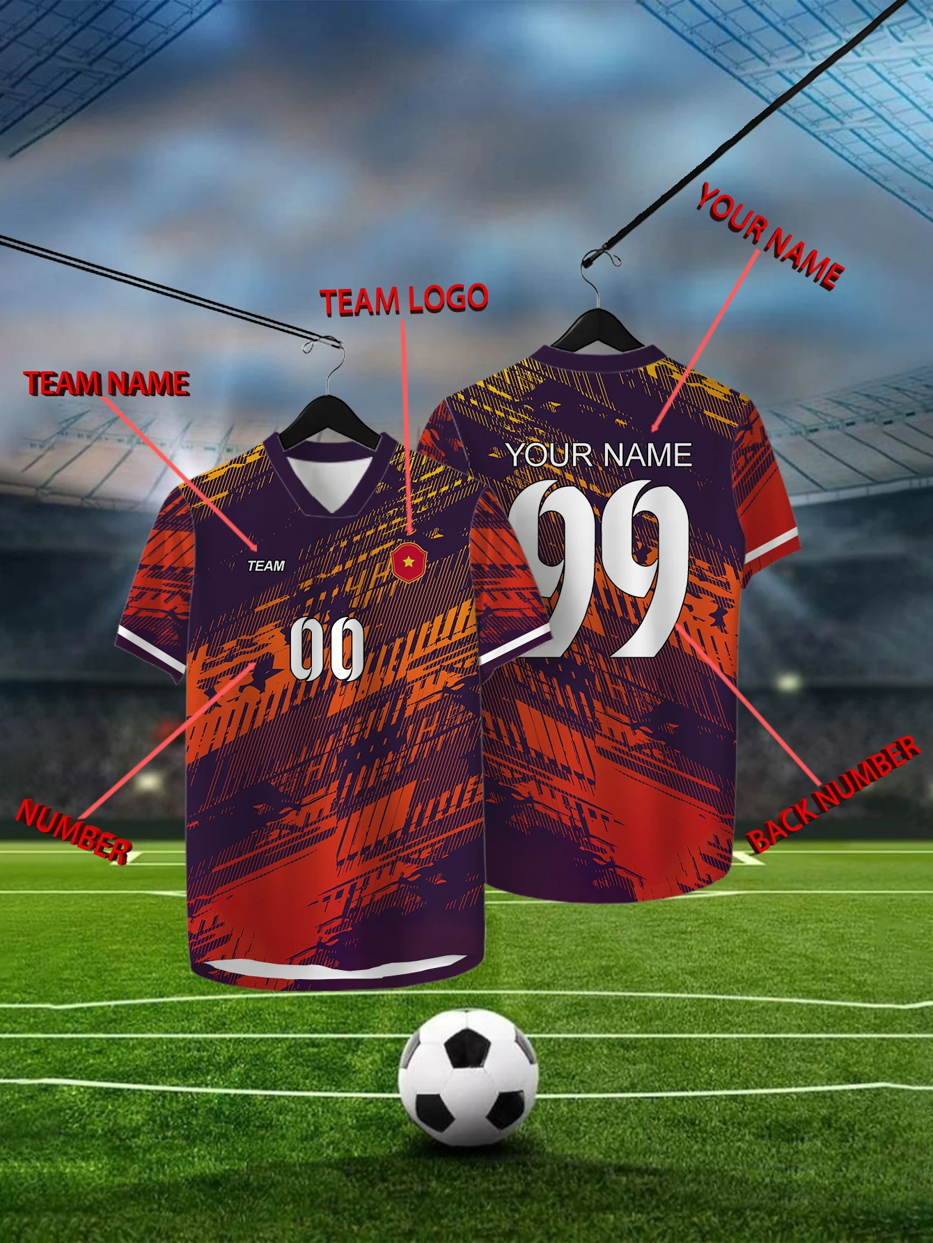 Customized Geometric Multi-color Short Sleeved Shirt with Team Name, Emblem, Name and Number, Outdoor Sports Short Sleeved Shirt
Customized Geometric Multi-color Short Sleeved Shirt with Team Name, Emblem, Name and Number, Outdoor Sports Short Sleeved Shirt