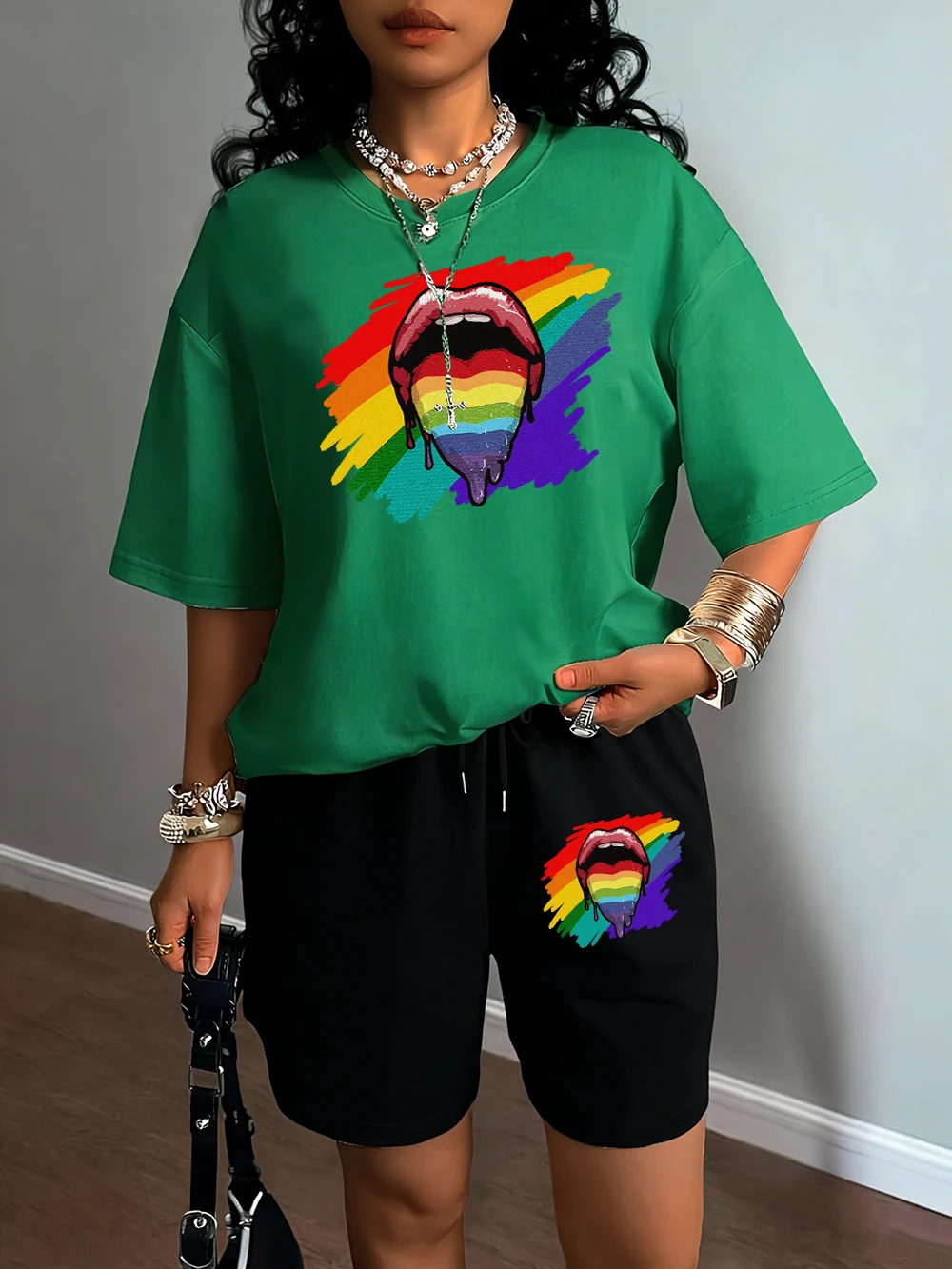 Peace Graffiti Lips Print Women T-Shirts Sets Cotton Crewneck T Shirt Loose Summer Shorts Pant Pocket Breathable Short Pants
Peace Graffiti Lips Print Women T-Shirts Sets Cotton Crewneck T Shirt Loose Summer Shorts Pant Pocket Breathable Short Pants
