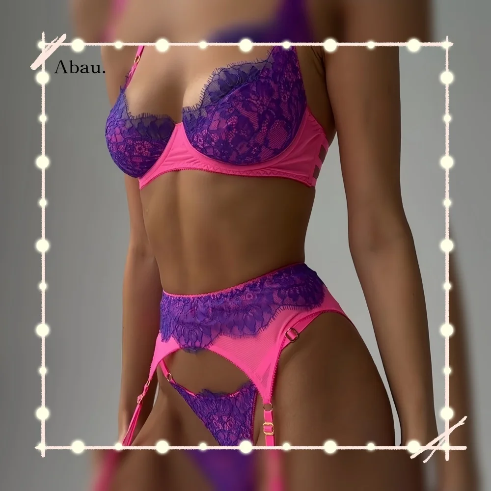 Luxury Erotic Lingerie Neon Purple Embroidered Lace Sheer Matching Lingerie Fantasy Nude Bilizna 4-Piece Set
Luxury Erotic Lingerie Neon Purple Embroidered Lace Sheer Matching Lingerie Fantasy Nude Bilizna 4-Piece Set