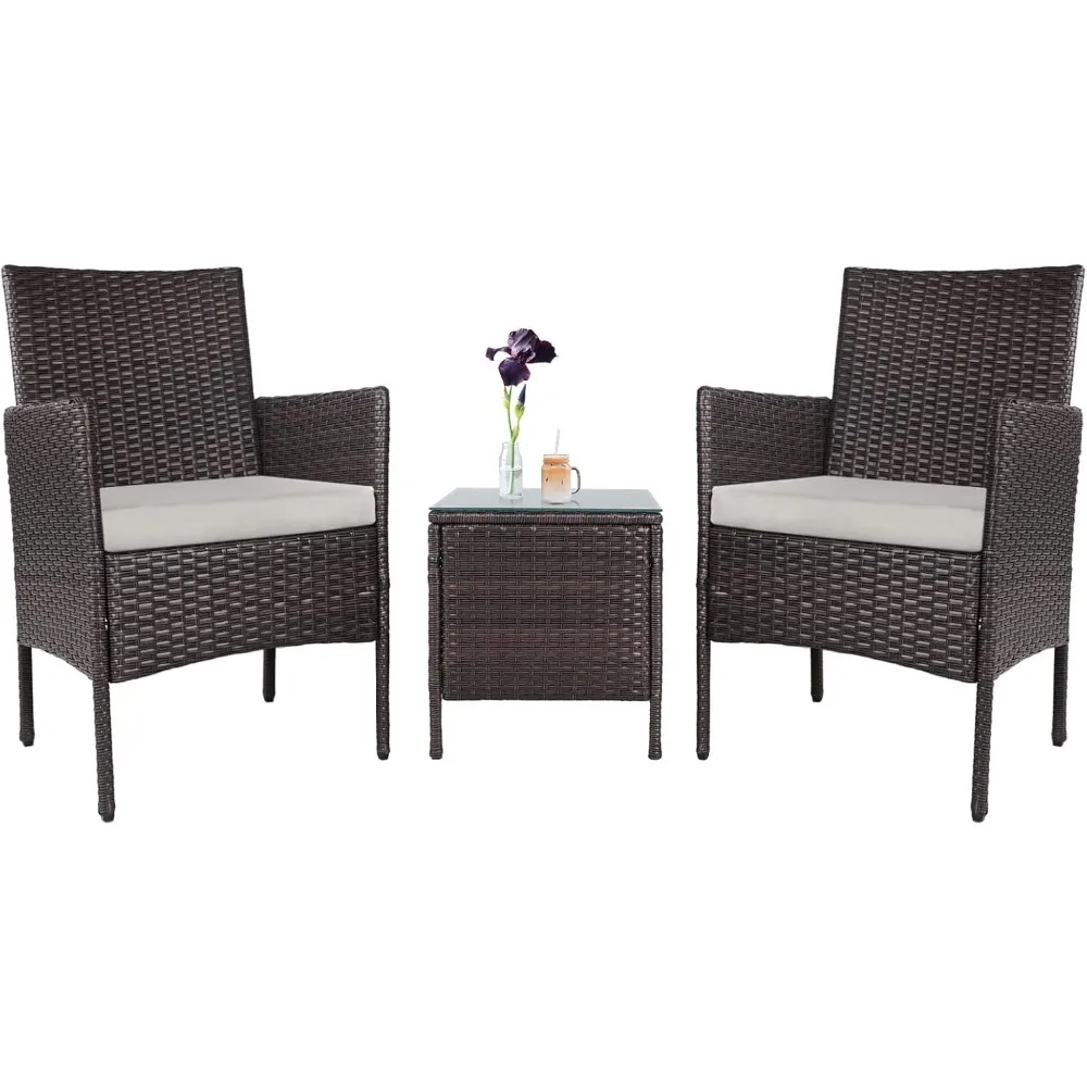 3 Piece Patio Chairs Outdoor Brown Wicker Chair, Front Porch Furniture Patio Chairs Set of 2 withCoffee Table
3 Piece Patio Chairs Outdoor Brown Wicker Chair, Front Porch Furniture Patio Chairs Set of 2 withCoffee Table