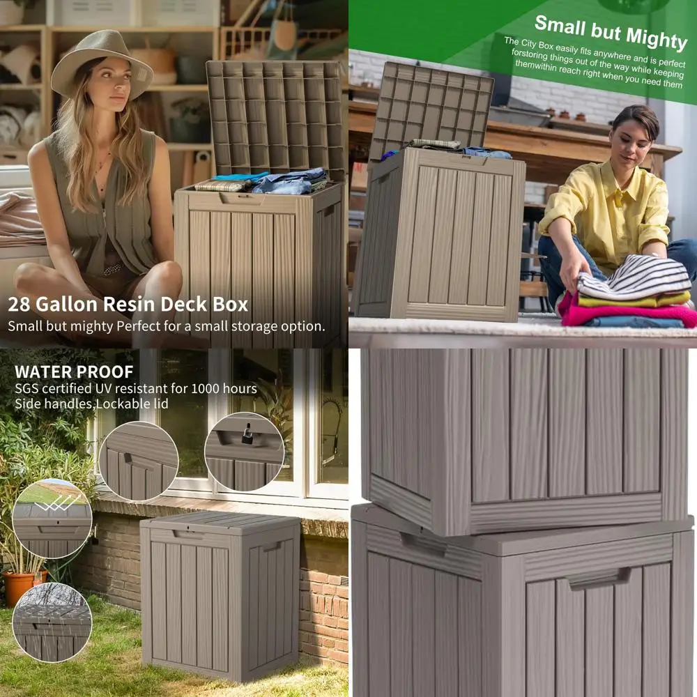 Weatherproof 28 Gallon Outdoor Storage Box with Lock, Ideal for Patio Cushions and Garden Tools
Weatherproof 28 Gallon Outdoor Storage Box with Lock, Ideal for Patio Cushions and Garden Tools