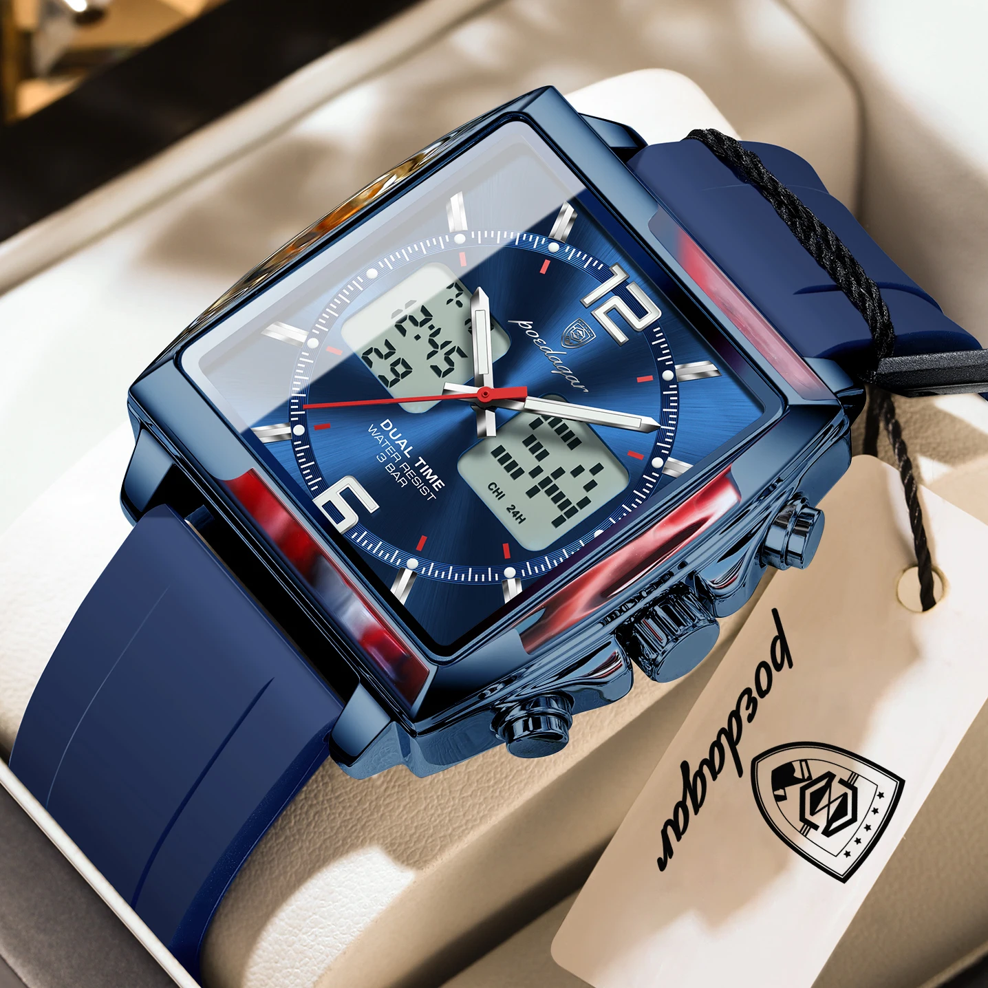 POEDAGAR Business Quartz Male Watch Electronic LED Alarm Chronograph Sports Men Clock Week Date Dual Time Military Men's Watches
POEDAGAR Business Quartz Male Watch Electronic LED Alarm Chronograph Sports Men Clock Week Date Dual Time Military Men's Watches