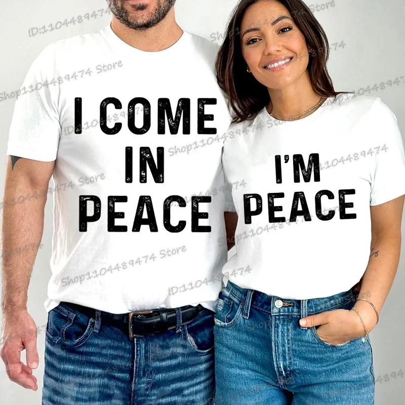 Funny Matching Couples T-Shirts I Come in Peace I'm Peace Letter Print T Shirt Short Sleeve Men Women Y2K Tops Lover Tees
Funny Matching Couples T-Shirts I Come in Peace I'm Peace Letter Print T Shirt Short Sleeve Men Women Y2K Tops Lover Tees