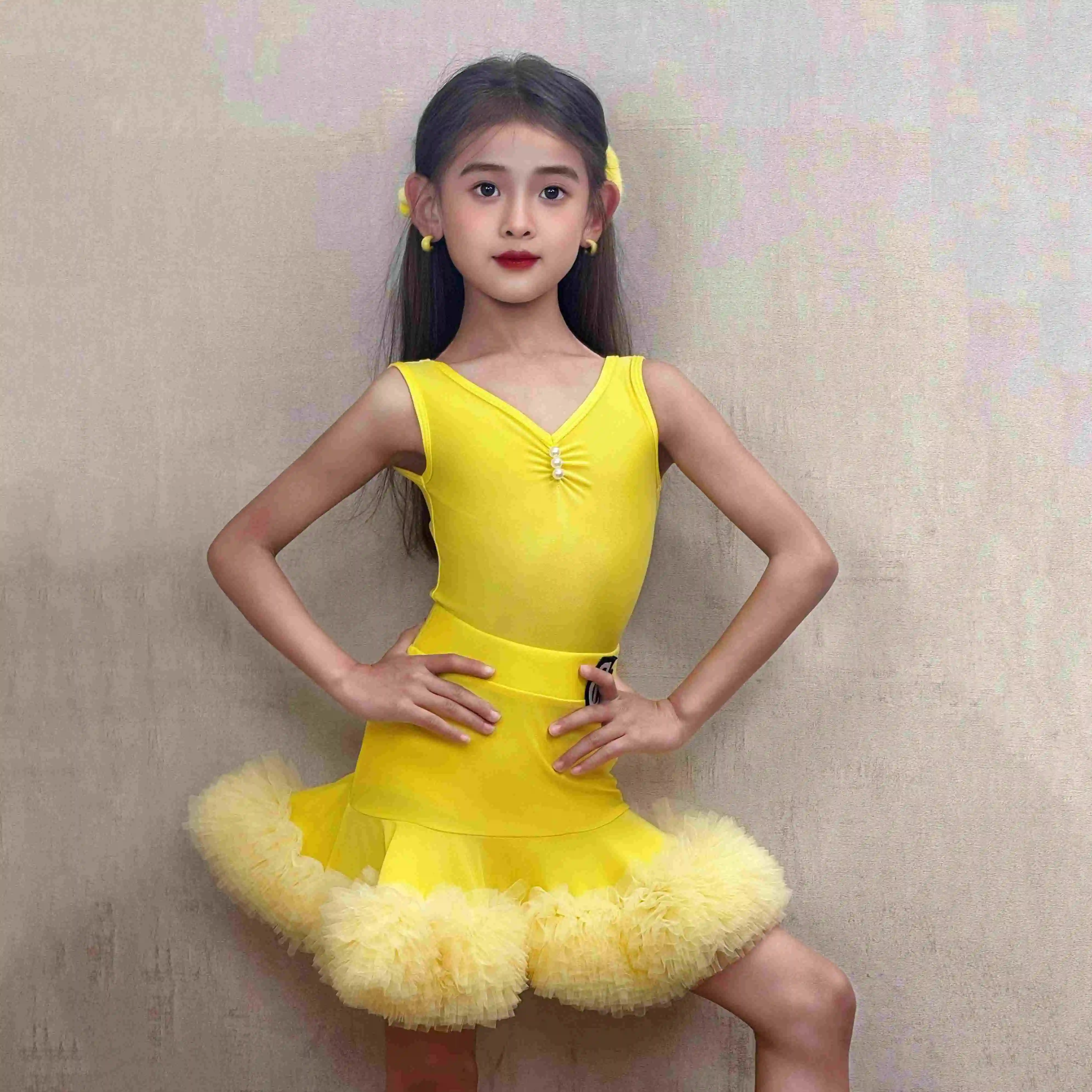 Girls Latin Dance Performance Clothes Summer Sleeveless Tops Tutu Skirt Kids Latin Dance Practice Dress Yellow Purple DNV23781
Girls Latin Dance Performance Clothes Summer Sleeveless Tops Tutu Skirt Kids Latin Dance Practice Dress Yellow Purple DNV23781