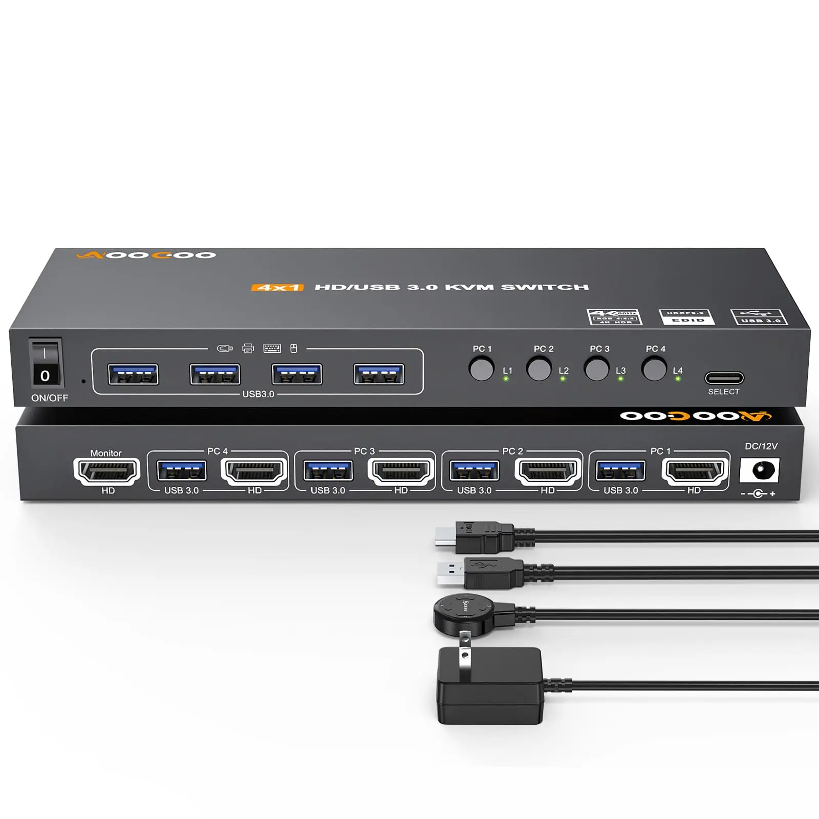 KVM-переключатель 4K HDMI 4 в 1, выход, 4K при 60 Гц/2K при 120 Гц HDMI KVM-переключатель для 4 компьютеров, 1 монитора и 4 устройства USB3.0
KVM-переключатель 4K HDMI 4 в 1, выход, 4K при 60 Гц/2K при 120 Гц HDMI KVM-переключатель для 4 компьютеров, 1 монитора и 4 устройства USB3.0