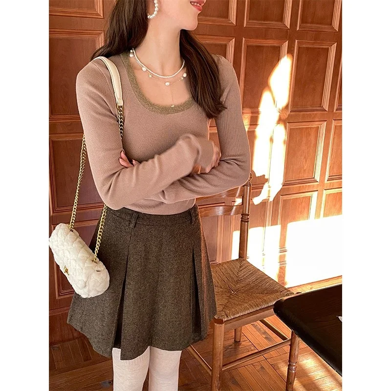 Lea Song wen Women's Base Layer Top Winter New Sle Square Collar Furry Details Knitted irt Fem Faion Trend
Lea Song wen Women's Base Layer Top Winter New Sle Square Collar Furry Details Knitted irt Fem Faion Trend