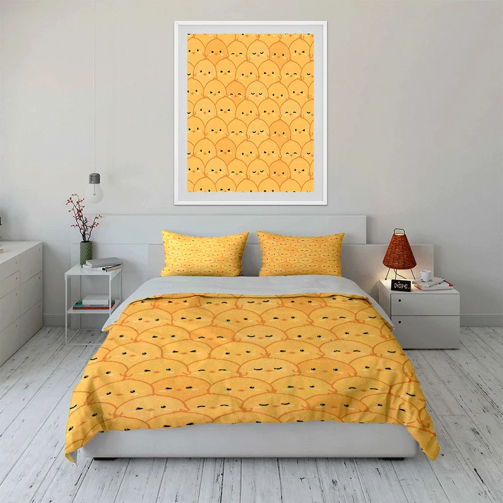 Cute Chick Pattern Three-Piece Set Exquisite three-piece bedding set gift for kids and adults
Cute Chick Pattern Three-Piece Set Exquisite three-piece bedding set gift for kids and adults