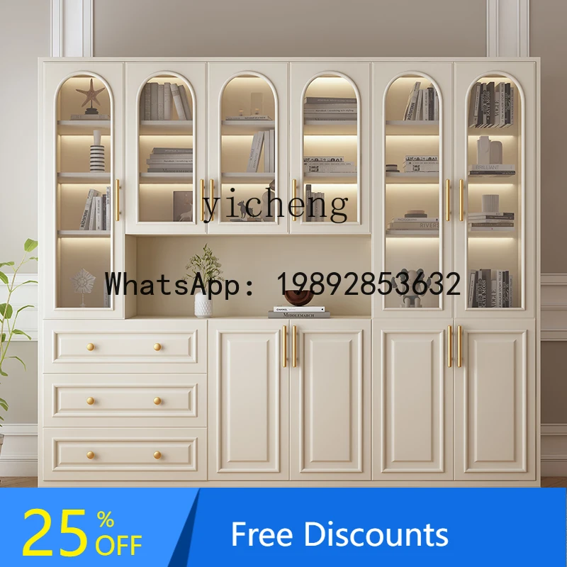 American Style Light Luxury Solid Wood Modern Minimalist Display Glass White Bookshelf
American Style Light Luxury Solid Wood Modern Minimalist Display Glass White Bookshelf