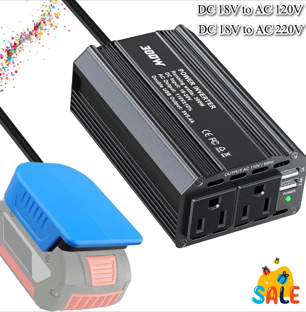 Инвертор мощности 300 Вт от 18 В постоянного тока до 220 В переменного тока 120 В для аккумулятора Bosch GBA, портативный генератор электростанции с 2 портами переменного тока, 2 USB
Инвертор мощности 300 Вт от 18 В постоянного тока до 220 В переменного тока 120 В для аккумулятора Bosch GBA, портативный генератор электростанции с 2 портами переменного тока, 2 USB