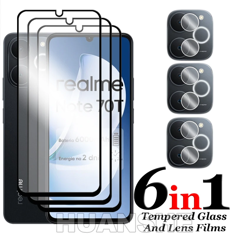 6in1 Tempered Glass Screen Protector w/2.5D Full Cover & Lens Film for Realme Note 70T
6in1 Tempered Glass Screen Protector w/2.5D Full Cover & Lens Film for Realme Note 70T