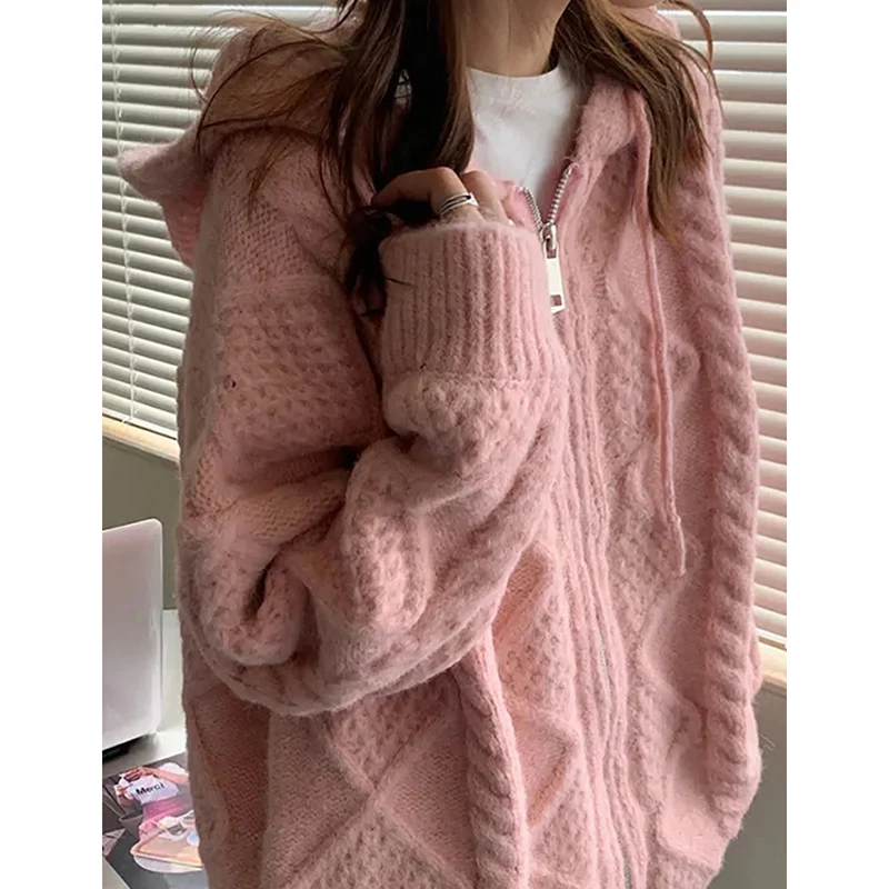 Women's Autumn/Winter Korean Vintage Sweater Knitted Coat Loose Cardigan Sweater Hooded Lazy Casual Sweater S-3XL
Women's Autumn/Winter Korean Vintage Sweater Knitted Coat Loose Cardigan Sweater Hooded Lazy Casual Sweater S-3XL