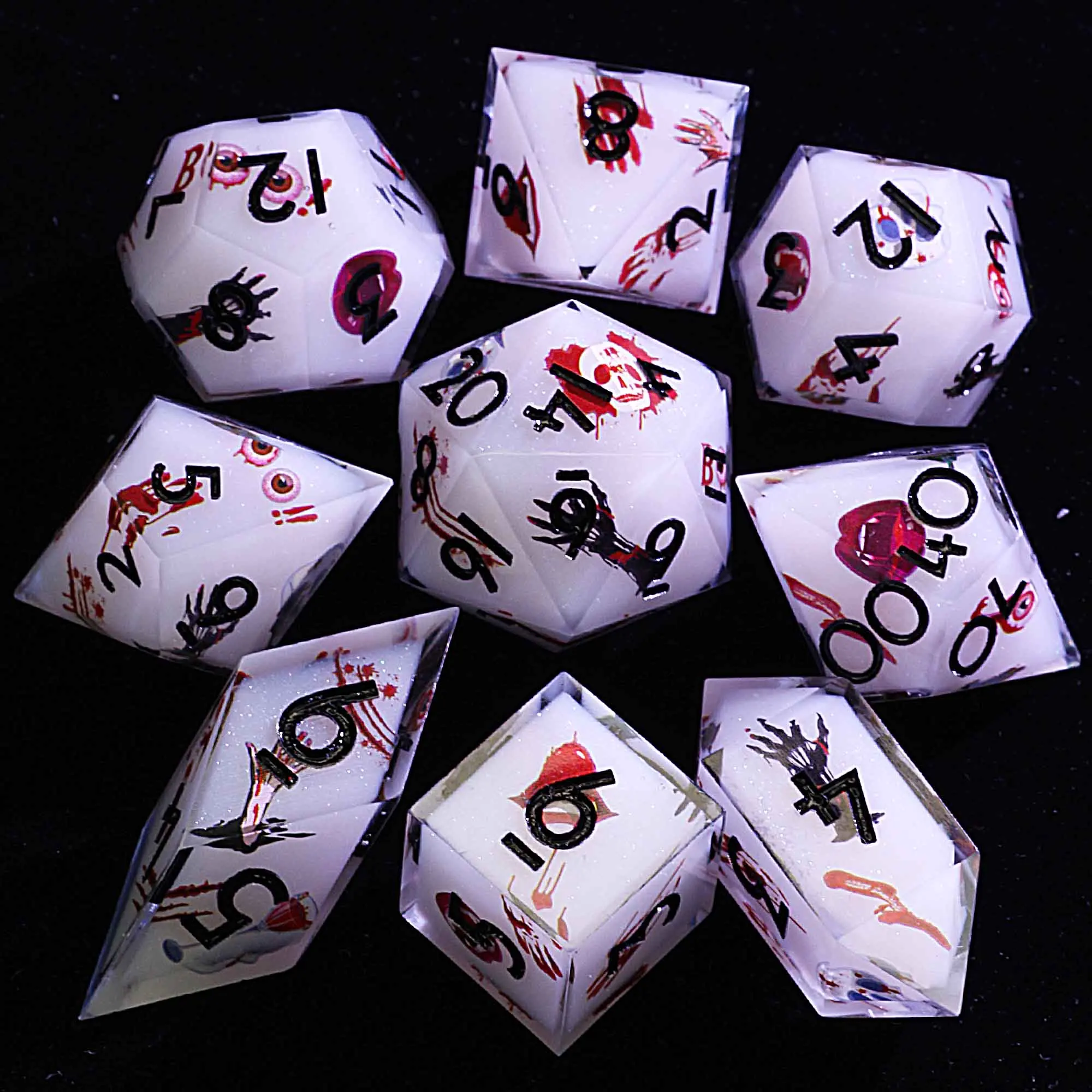 Набор из многогранной смолы на Хэллоуин 9, игральные кости D и D Spectral Pearl Terror 
Набор из многогранной смолы на Хэллоуин 9, игральные кости D и D Spectral Pearl Terror