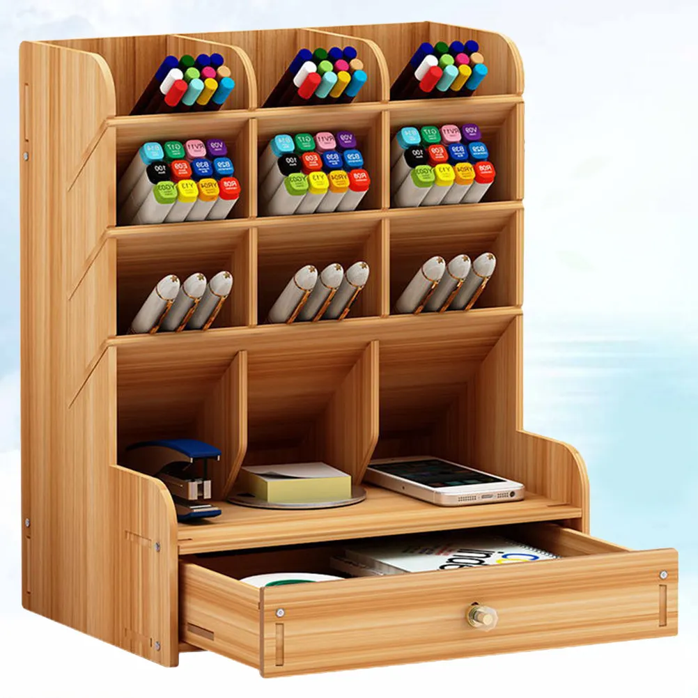 Wooden DIY Desk Organizer Storage Box Modern Minimalist Multi-Compartment Pen Holder for Office Home Workspace Cherry Wood
Wooden DIY Desk Organizer Storage Box Modern Minimalist Multi-Compartment Pen Holder for Office Home Workspace Cherry Wood