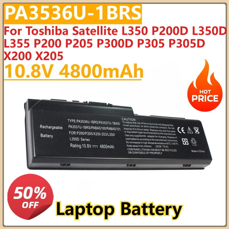 Новый аккумулятор для ноутбука PA3536U-1BRS 10,8 В 4800 мАч для Toshiba Satellite L350 P200D L350D L355 P200 P205 P300D P305 P305D X200 X205
Новый аккумулятор для ноутбука PA3536U-1BRS 10,8 В 4800 мАч для Toshiba Satellite L350 P200D L350D L355 P200 P205 P300D P305 P305D X200 X205