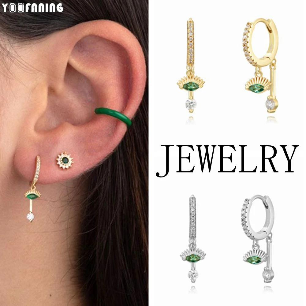 925 Sterling Silver Ear Needle Fashionable Hoop Earrings Green Eyes Double Pendant Earrings High-end Earrings for Women Jewelry
925 Sterling Silver Ear Needle Fashionable Hoop Earrings Green Eyes Double Pendant Earrings High-end Earrings for Women Jewelry