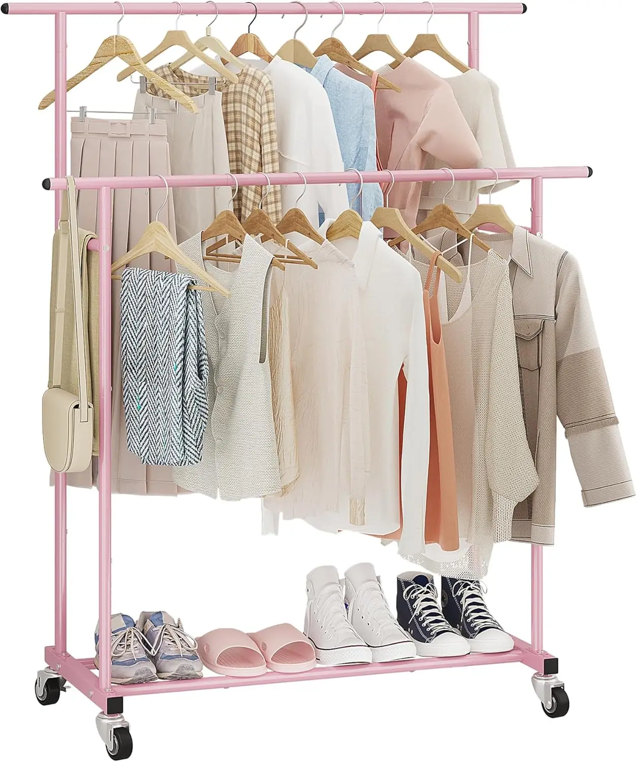 Double Rod Clothing Garment Rack,Rolling Hanging Clothes Rack,Portable Clothes Organizer for Bedroom,Living Room,Clothing Sto
Double Rod Clothing Garment Rack,Rolling Hanging Clothes Rack,Portable Clothes Organizer for Bedroom,Living Room,Clothing Sto