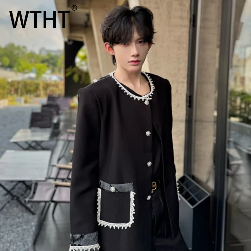 WTHT модные мужские пальто контрастного цвета, модные новые однобортные куртки с длинными рукавами, мужские осень 2023, 2A1905 
WTHT модные мужские пальто контрастного цвета, модные новые однобортные куртки с длинными рукавами, мужские осень 2023, 2A1905