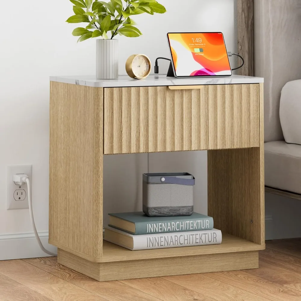 Fluted Nightstand, Large Night Stand, 23" Wide Modern Nightstand with Faux Marble Top and Charging Station Wood, Customized
Fluted Nightstand, Large Night Stand, 23" Wide Modern Nightstand with Faux Marble Top and Charging Station Wood, Customized