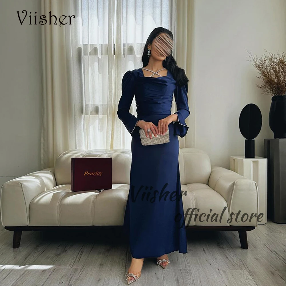 Viisher Navy Blue Mermaid Evening Dresses Long Sleeve Square Neck Arabian Dubai Prom Dress Floor Length Formal Gowns
Viisher Navy Blue Mermaid Evening Dresses Long Sleeve Square Neck Arabian Dubai Prom Dress Floor Length Formal Gowns
