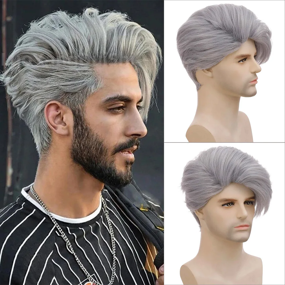 Мужской синтетический короткий серебристо-серый парик, модный крутой парик для вечеринки, свидания, повседневного использования, стиль знаменитостей
Мужской синтетический короткий серебристо-серый парик, модный крутой парик для вечеринки, свидания, повседневного использования, стиль знаменитостей