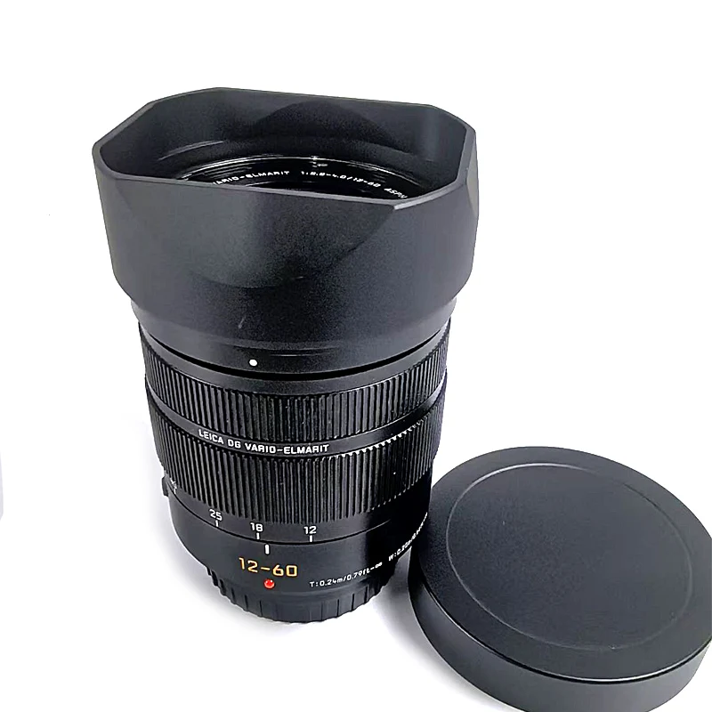 Design for Panasonic Lumix G Leica DG Vario-Elmarit 12-60mm f/2.8-4 ASPH Metal Bayonet Square Len hood Comes With Metal Cap 
Design for Panasonic Lumix G Leica DG Vario-Elmarit 12-60mm f/2.8-4 ASPH Metal Bayonet Square Len hood Comes With Metal Cap