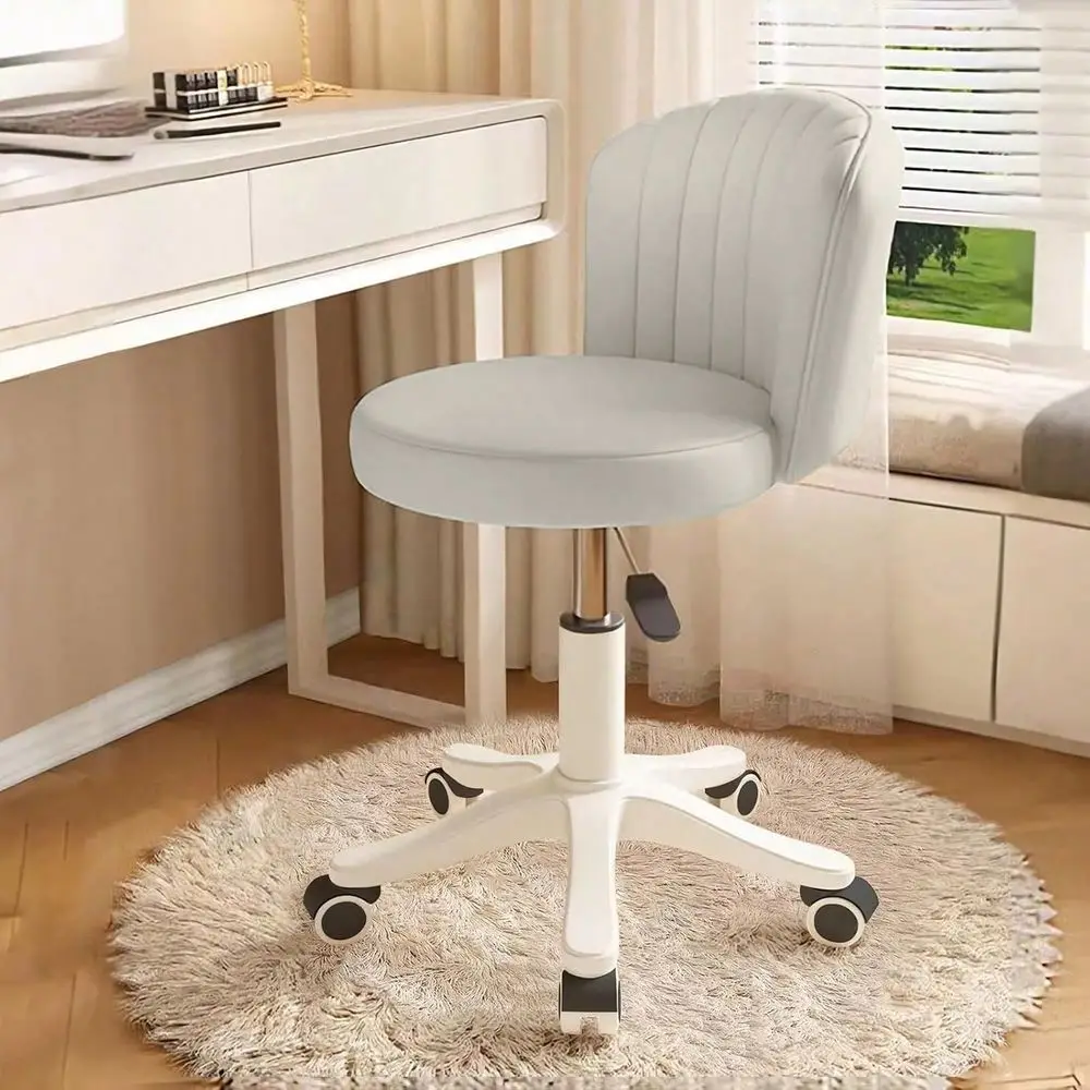 Round Rolling Desk Chair Armless Comfy Vanity Computer Chair With Low Backrest PU Leather Height Adjustable Swivel Work Spa Cha
Round Rolling Desk Chair Armless Comfy Vanity Computer Chair With Low Backrest PU Leather Height Adjustable Swivel Work Spa Cha