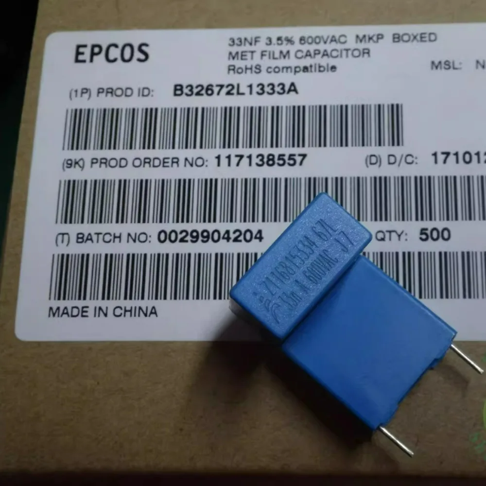 5pcs/lot EPCOS 0.033uf/600vAC 33nf 333 Brand New 15mm Film Capacitor B32672L1333A (High Precision: 3.5%)
5pcs/lot EPCOS 0.033uf/600vAC 33nf 333 Brand New 15mm Film Capacitor B32672L1333A (High Precision: 3.5%)