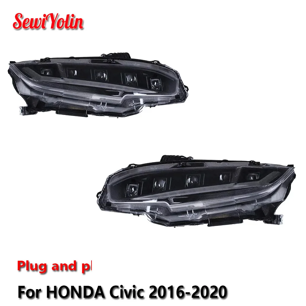 Автомобильные светодиодные фары в сборе для HONDA Civic 2016-2020, автоматические противотуманные фары DRL, стоп-сигнал поворота, лампа Plug and Play
Автомобильные светодиодные фары в сборе для HONDA Civic 2016-2020, автоматические противотуманные фары DRL, стоп-сигнал поворота, лампа Plug and Play