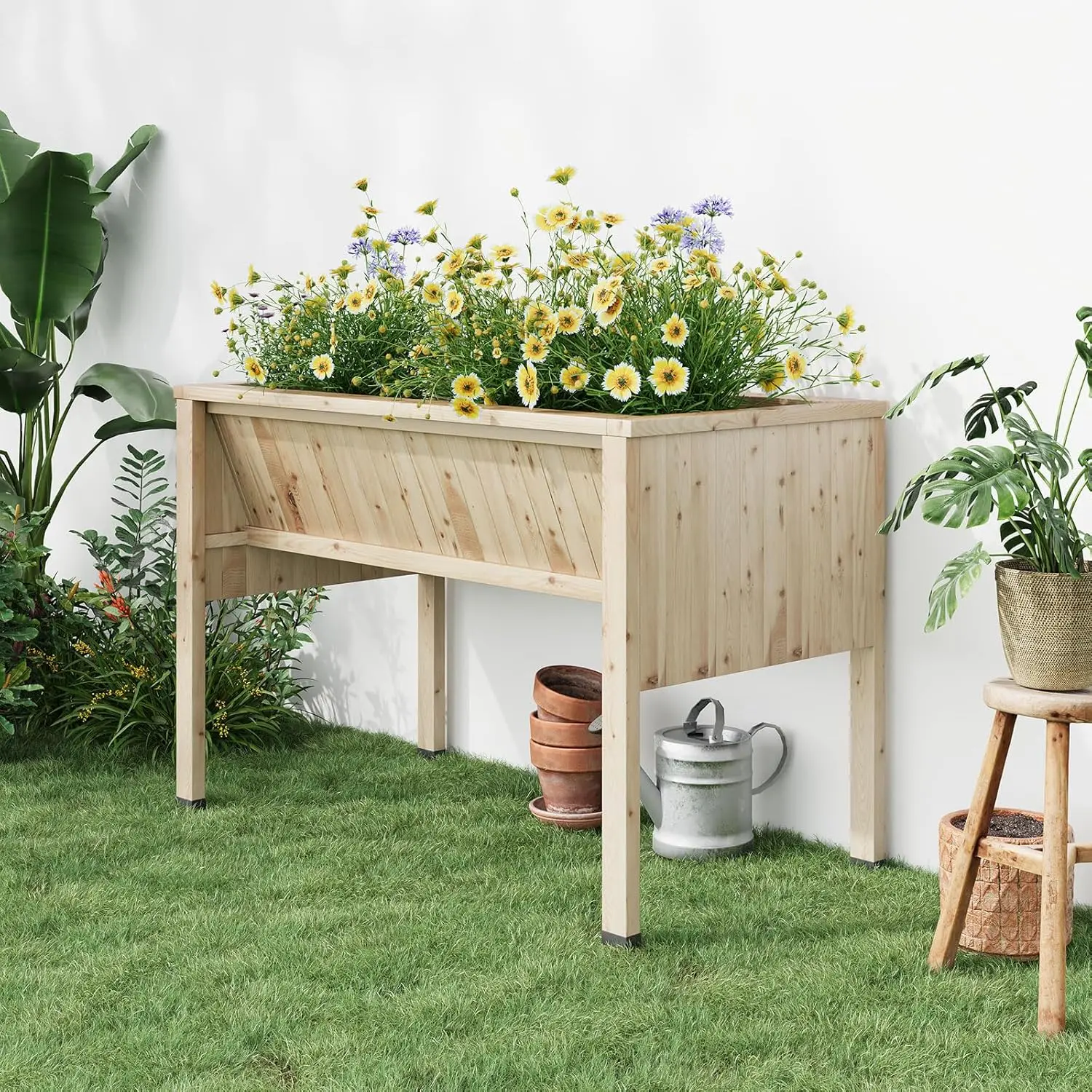 Elevated Wooden Raised Garden Bed Planter Box Stand with Hooks & Non-Woven Liner Growing Bed for Backyard Vegetables Flowers
Elevated Wooden Raised Garden Bed Planter Box Stand with Hooks & Non-Woven Liner Growing Bed for Backyard Vegetables Flowers