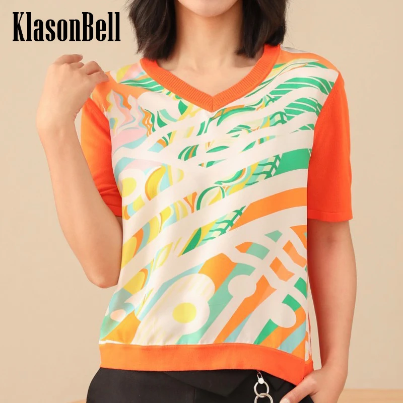 3.16 KlasonBell 2024 Summer New Fashion Comfortable Tee Women Print Silk Spliced V-Neck Short Sleeve Slim T-Shirt
3.16 KlasonBell 2024 Summer New Fashion Comfortable Tee Women Print Silk Spliced V-Neck Short Sleeve Slim T-Shirt
