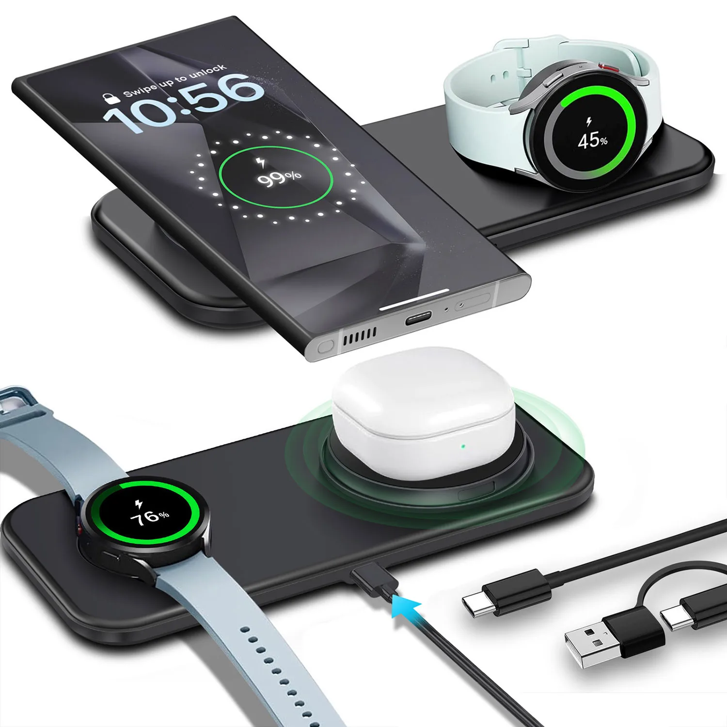 15W Wireless Charger 2 in 1 Station for Samsung S24 S23 S22 Fast Wireless Charging for Galaxy Watch 7 6 5 4 3 2 Buds 2
15W Wireless Charger 2 in 1 Station for Samsung S24 S23 S22 Fast Wireless Charging for Galaxy Watch 7 6 5 4 3 2 Buds 2