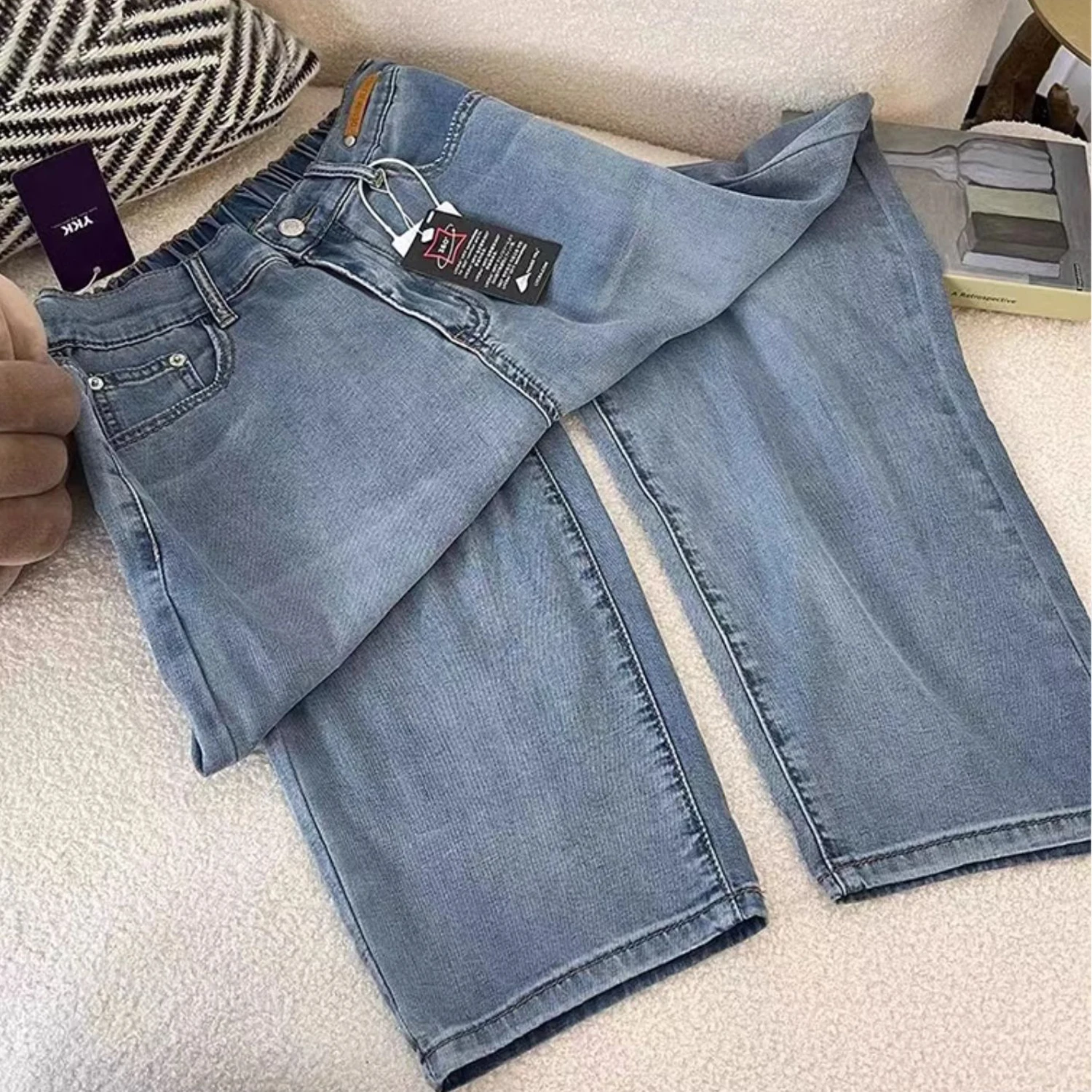 Summer Women's Thin Jeans Blue Fashion High Waist Loose Ice Silk Soft Denim Trousers Oversized Ankle-length Pants S-3XL
Summer Women's Thin Jeans Blue Fashion High Waist Loose Ice Silk Soft Denim Trousers Oversized Ankle-length Pants S-3XL