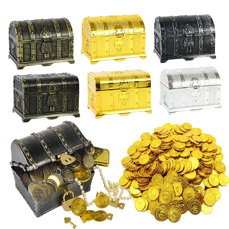 Retro Treasure Box With Lock Toy Pirate Theme Pirate Treasure Box Storage Gold Coins Gems Jewelry Box Halloween Party Decoration
Retro Treasure Box With Lock Toy Pirate Theme Pirate Treasure Box Storage Gold Coins Gems Jewelry Box Halloween Party Decoration