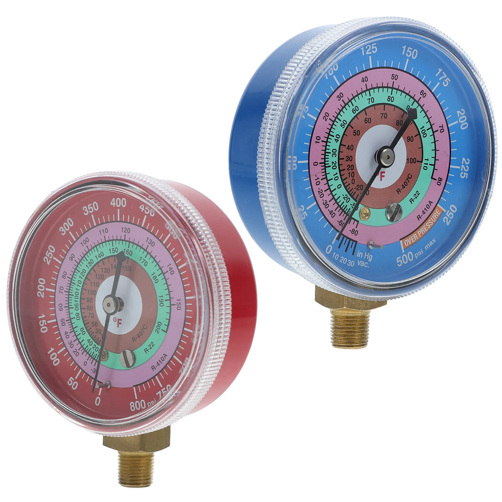2Pcs Refrigerant Pressure Gauge Set Flat Bottom Red Blue Dials Dual High Low Pressure Hvac Ac Charging Manifold Kit for
2Pcs Refrigerant Pressure Gauge Set Flat Bottom Red Blue Dials Dual High Low Pressure Hvac Ac Charging Manifold Kit for