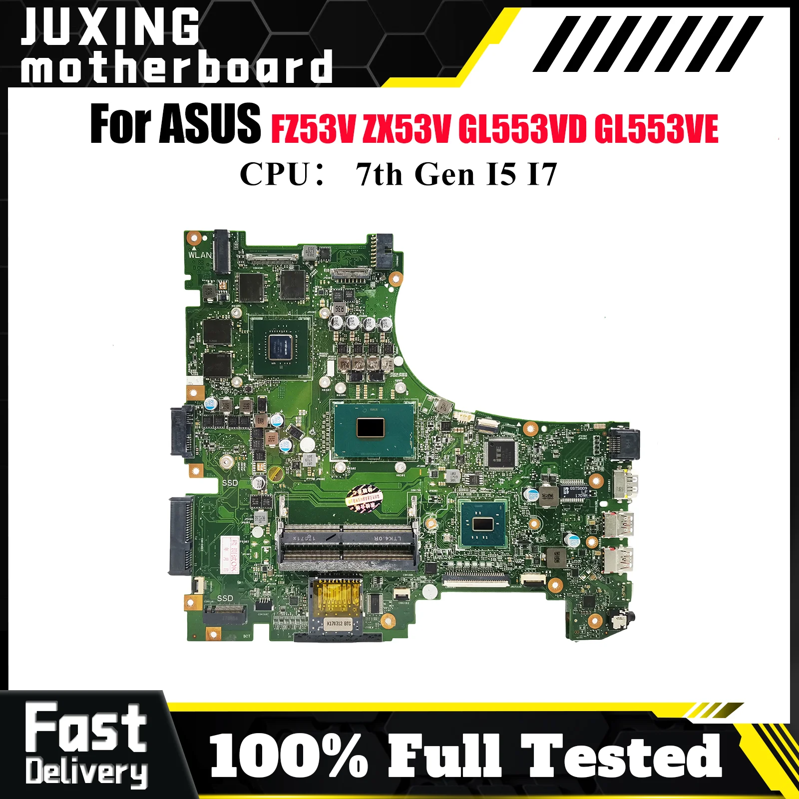 Материнская плата для ноутбука GL553VD для ASUS ROG GL553VE ZX53VW ZX53V GL553V FX53VW ZX63V GL553VD FZ53V, материнская плата с процессором I5 I7, тест ОК
Материнская плата для ноутбука GL553VD для ASUS ROG GL553VE ZX53VW ZX53V GL553V FX53VW ZX63V GL553VD FZ53V, материнская плата с процессором I5 I7, тест ОК