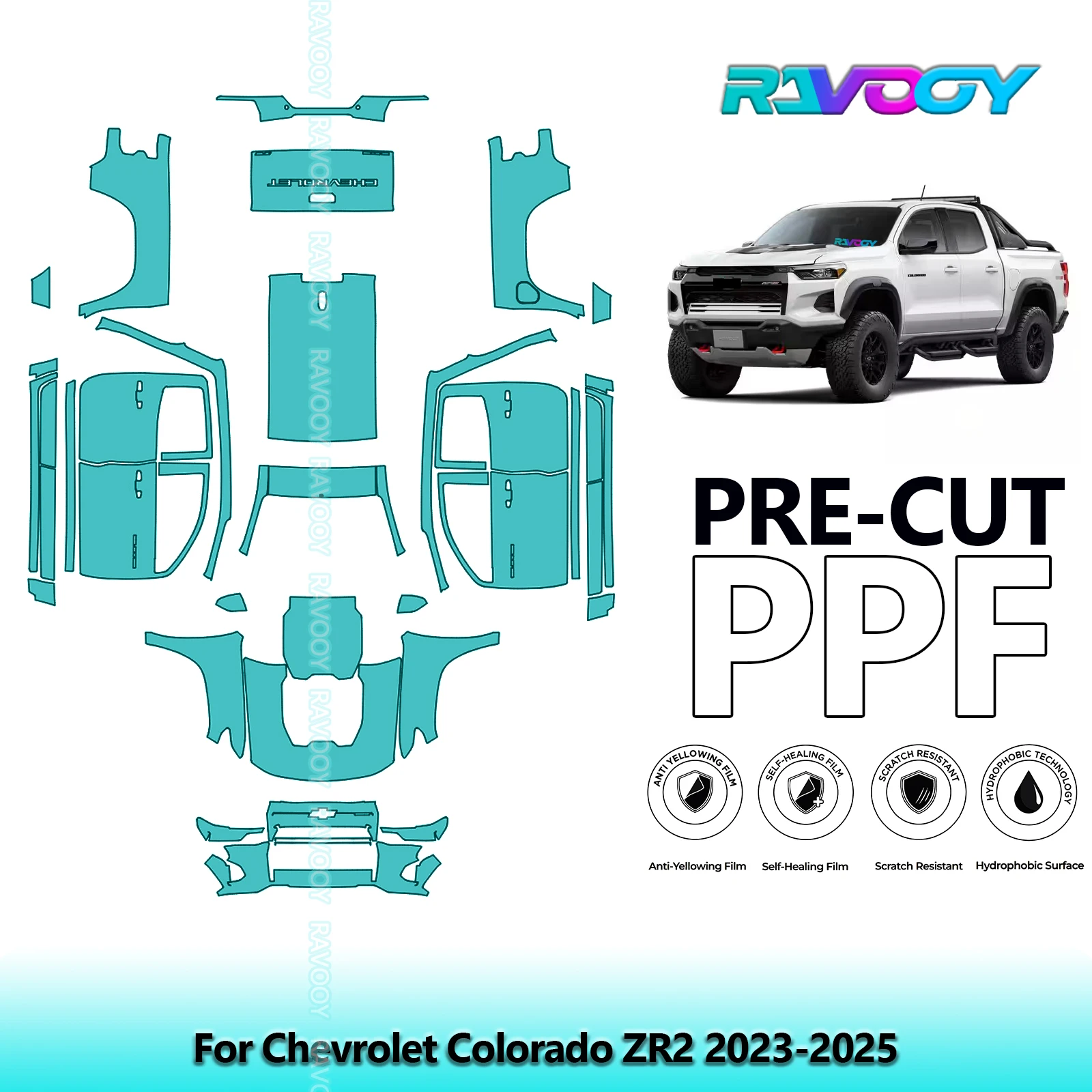 Car Precut PPF Paint Protection Film Full Vehicle For Chevrolet Colorado ZR2 2023-2026 8.5mil Clear Bra Self-Healing TPU
Car Precut PPF Paint Protection Film Full Vehicle For Chevrolet Colorado ZR2 2023-2026 8.5mil Clear Bra Self-Healing TPU