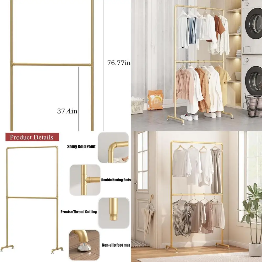 Золотая сверхпрочная металлическая вешалка для одежды с двойным стержнем для спальни, бутиков и розничной торговли
Золотая сверхпрочная металлическая вешалка для одежды с двойным стержнем для спальни, бутиков и розничной торговли