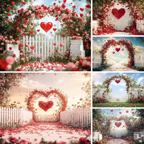 Fondo de fotografía del Día de San Valentín 14 de febrero amor corazón flores globo despedida de soltera decoración del banquete de boda foto fondo