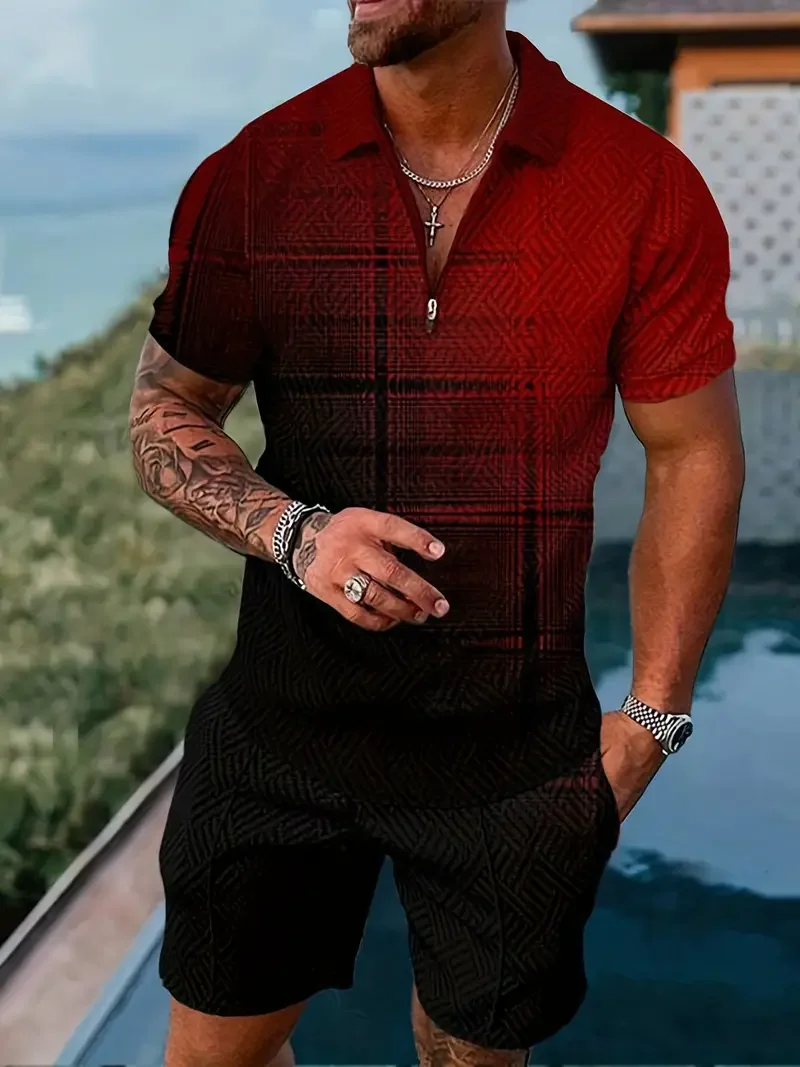 Fashionable mens zipper polo shirt set,3D printed casual sportswear,minimalist style,collar and zipper,summer casual,2-piece set
Fashionable mens zipper polo shirt set,3D printed casual sportswear,minimalist style,collar and zipper,summer casual,2-piece set