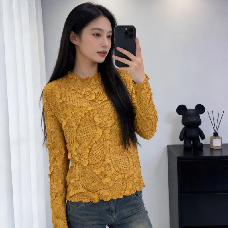Miyake Pleated T-Shirt 2026 Spring New Arrival Pleats Women's Top Long-Sleeve Base Layer Collarless Lace-Trim Women's T-Shirt
Miyake Pleated T-Shirt 2026 Spring New Arrival Pleats Women's Top Long-Sleeve Base Layer Collarless Lace-Trim Women's T-Shirt