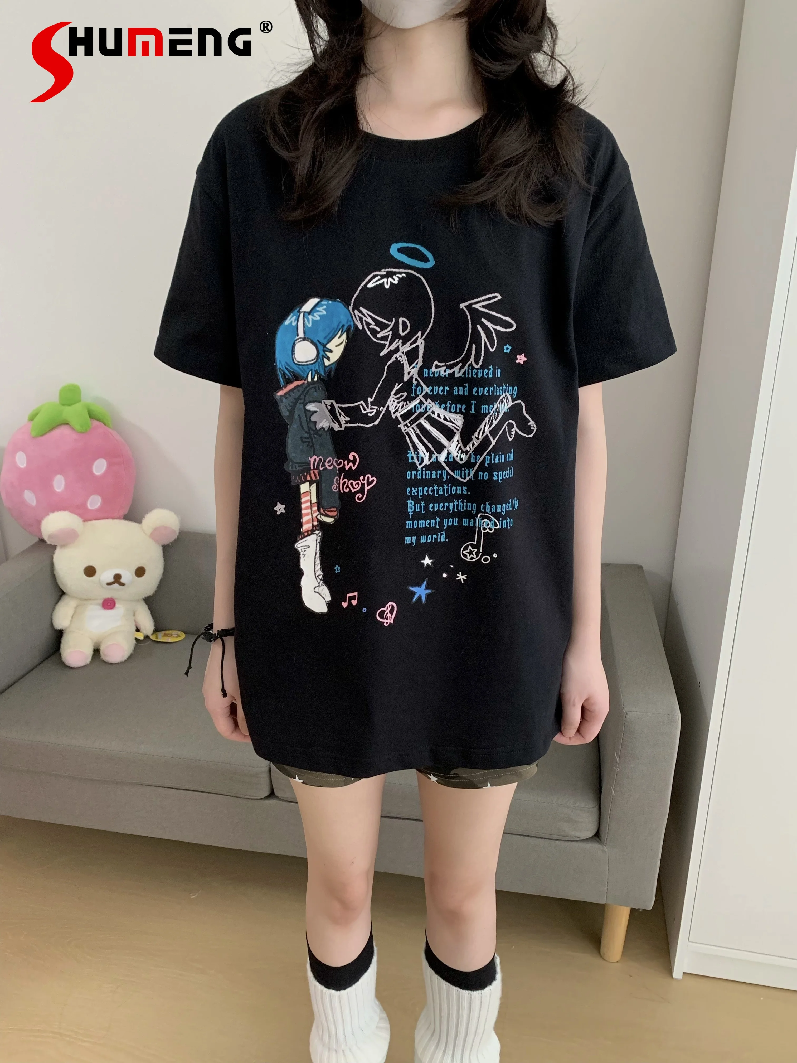 Original Subculture Y2k Cotton T-shirt Summer New Student Anime Print 2D Cute T-shirts Kawaii Loose Tops Girls Clothing Women
Original Subculture Y2k Cotton T-shirt Summer New Student Anime Print 2D Cute T-shirts Kawaii Loose Tops Girls Clothing Women
