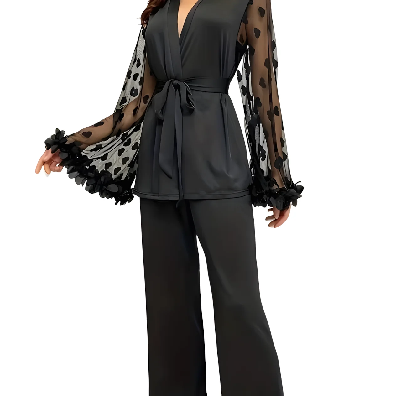 2025 Woman Clothes Sexy Sleepwear Net Mesh Flared Sleeve Petal-like Silk-Like Embroidery Women's Homewear Set Pajamas for Women
2025 Woman Clothes Sexy Sleepwear Net Mesh Flared Sleeve Petal-like Silk-Like Embroidery Women's Homewear Set Pajamas for Women